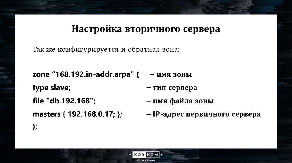 Настройка вторичного сервера