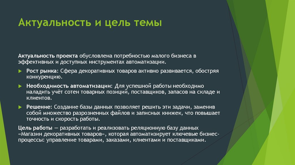 Актуальность и цель темы