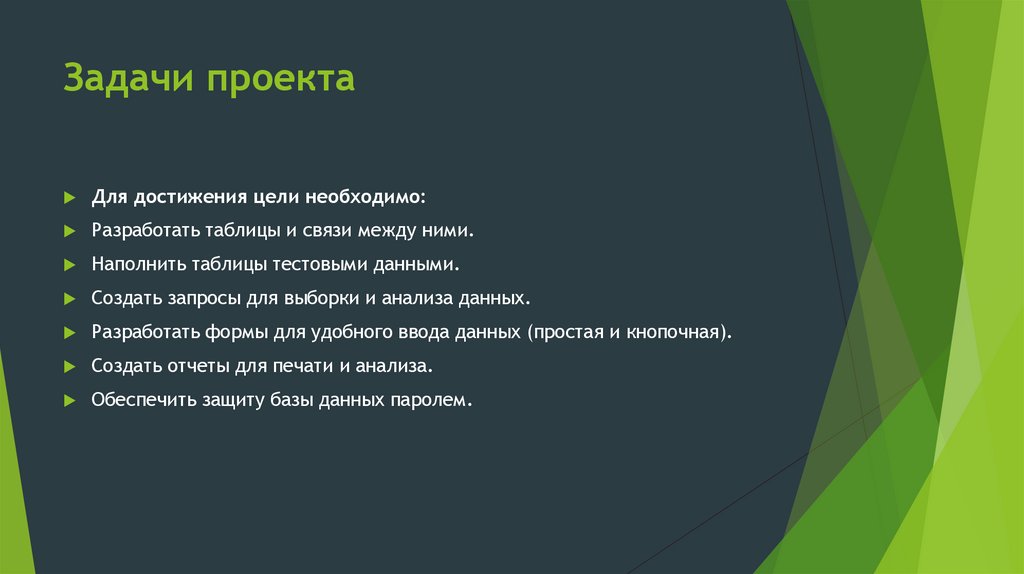 Задачи проекта