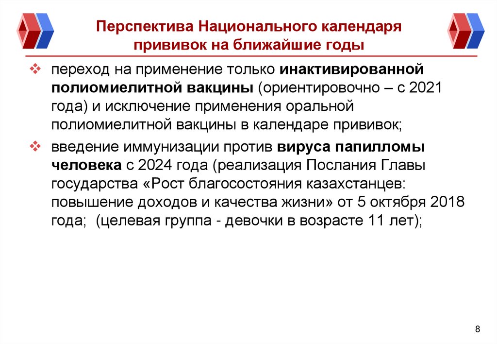 Перспектива Национального календаря прививок на ближайшие годы