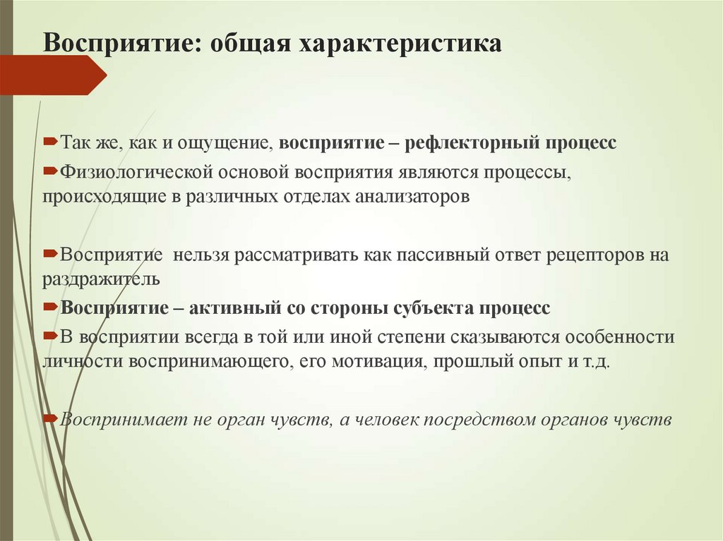 Восприятие: общая характеристика