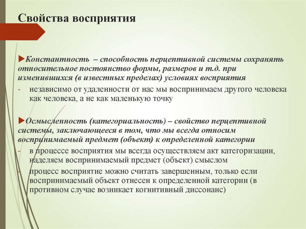 Свойства восприятия