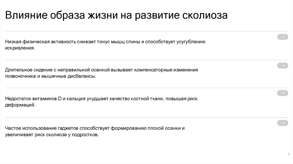 Влияние образа жизни на развитие сколиоза