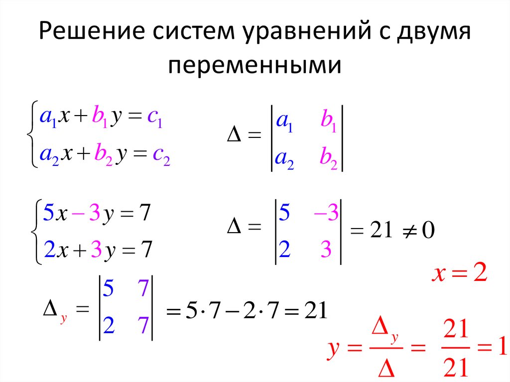Решение систем уравнений с двумя переменными