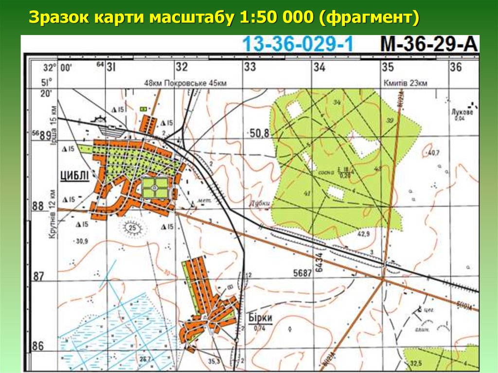 Зразок карти масштабу 1:50 000 (фрагмент)