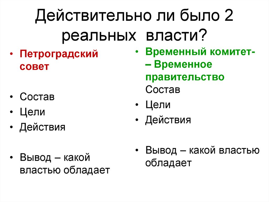 Действительно ли было 2 реальных власти?