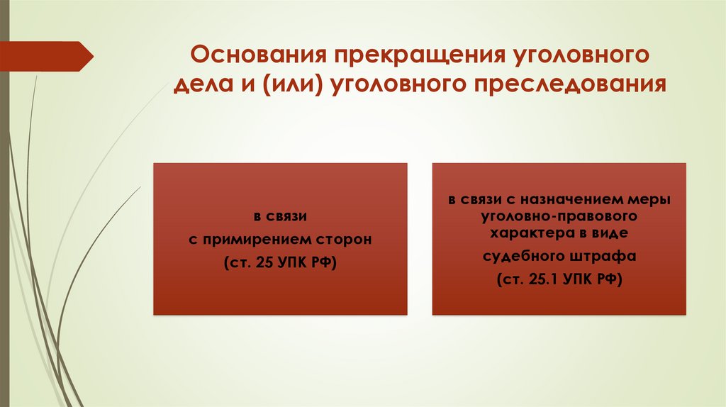 Основания прекращения уголовного дела и (или) уголовного преследования