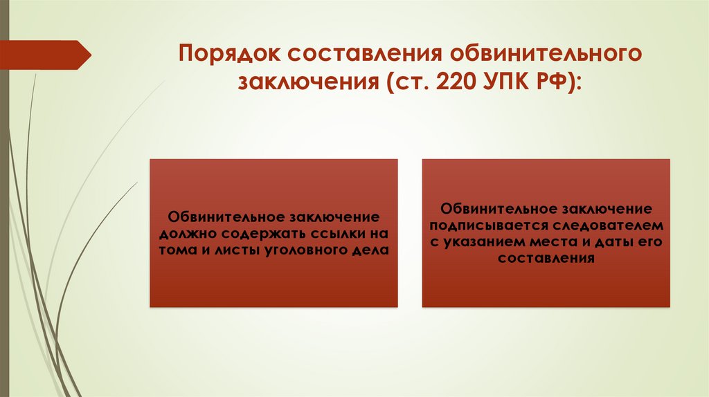 Порядок составления обвинительного заключения (ст. 220 УПК РФ):