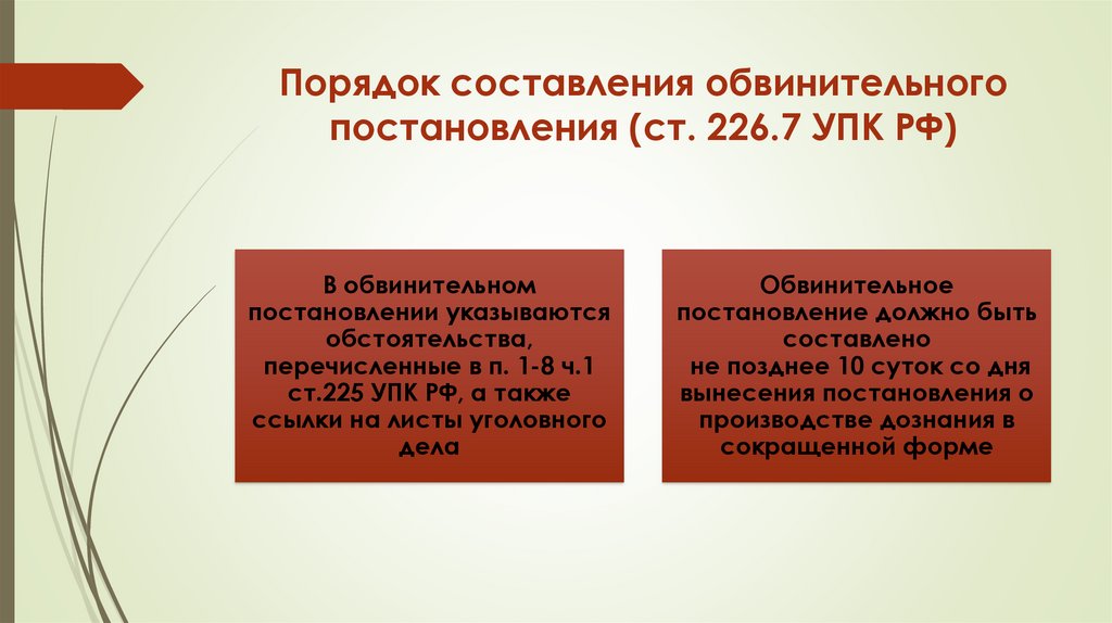 Порядок составления обвинительного постановления (ст. 226.7 УПК РФ)