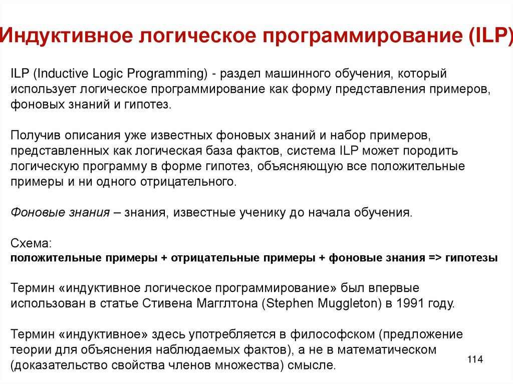 Индуктивное логическое программирование (ILP)