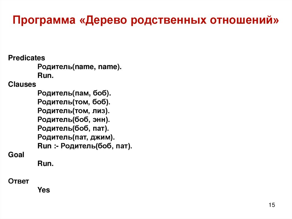 Программа «Дерево родственных отношений»
