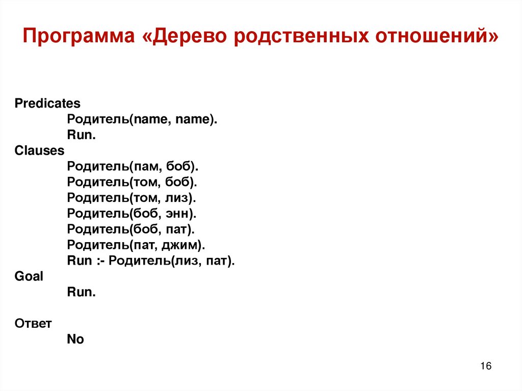 Программа «Дерево родственных отношений»