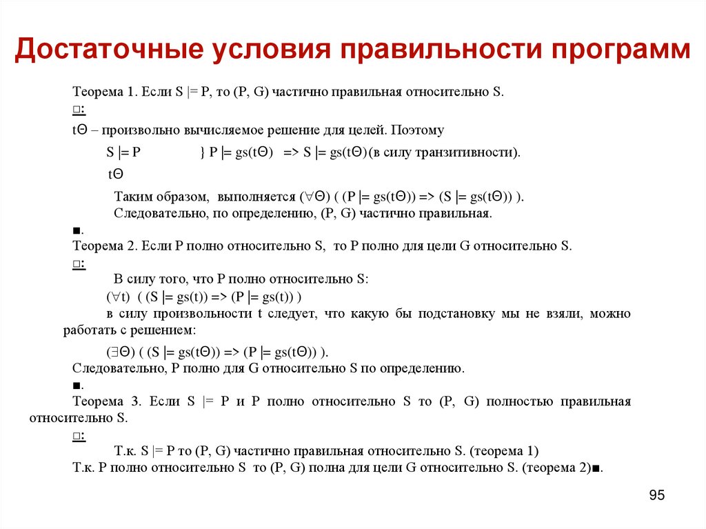 Достаточные условия правильности программ