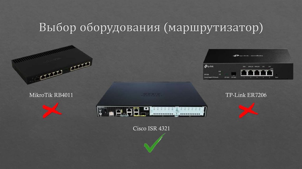 Выбор оборудования (маршрутизатор)