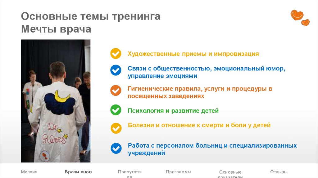 Основные темы тренинга Мечты врача