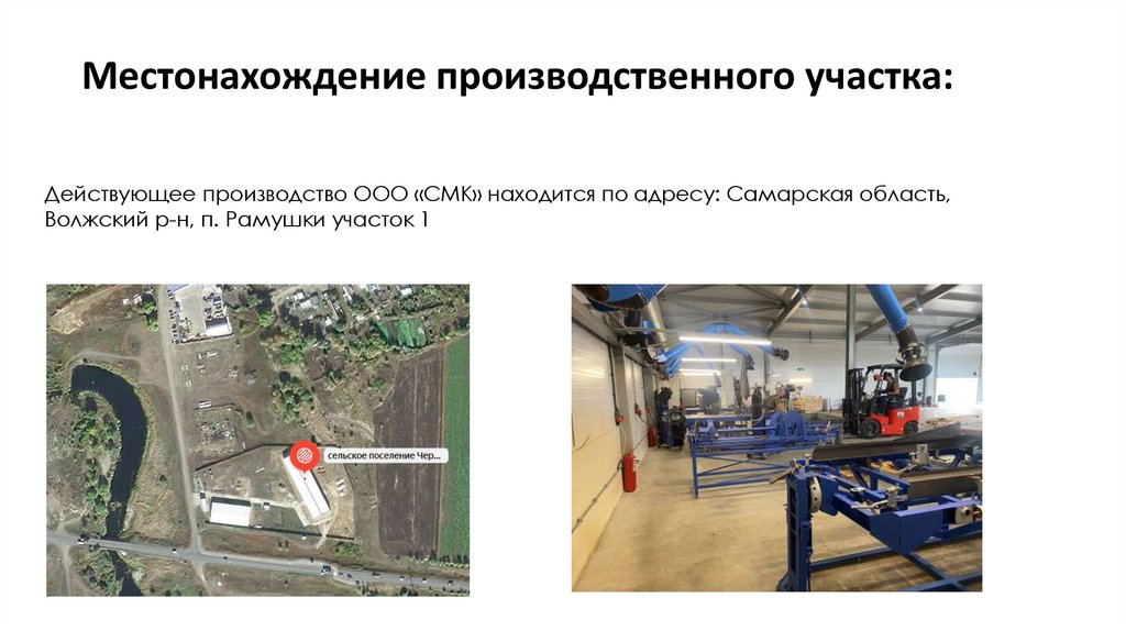 Местонахождение производственного участка: