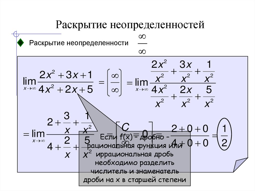 Раскрытие неопределенностей