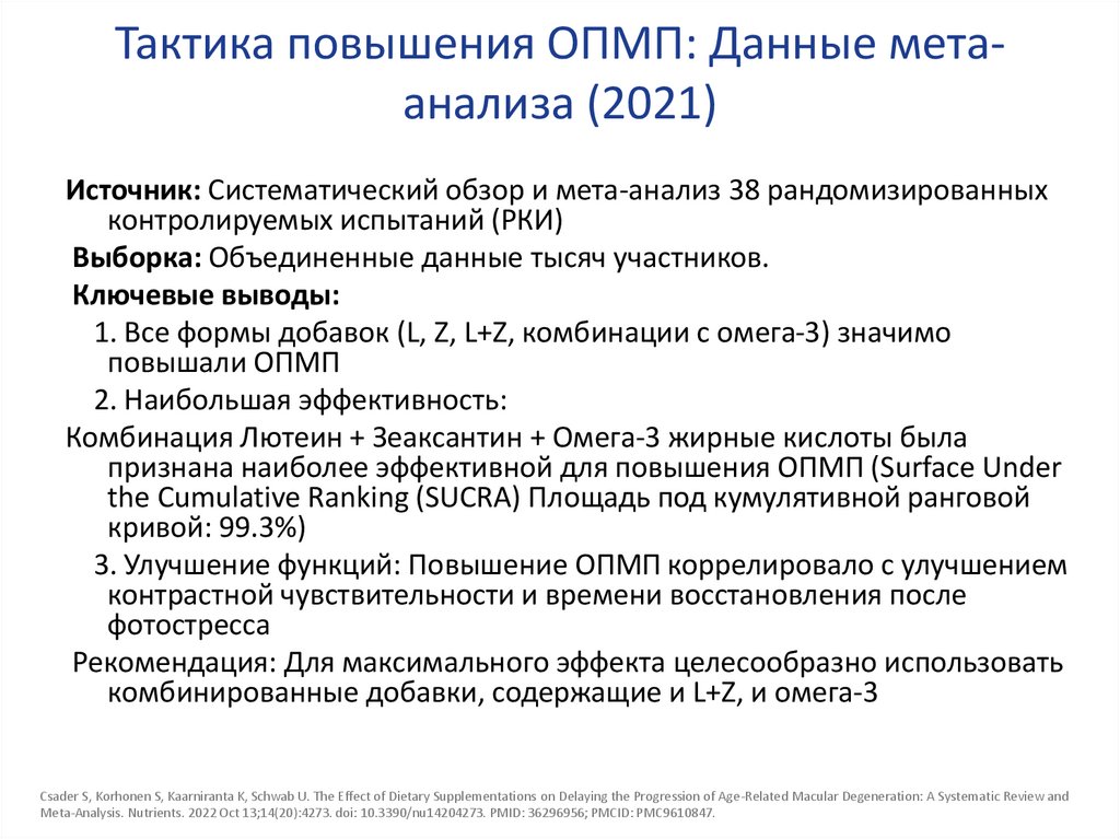 Тактика повышения ОПМП: Данные мета-анализа (2021)