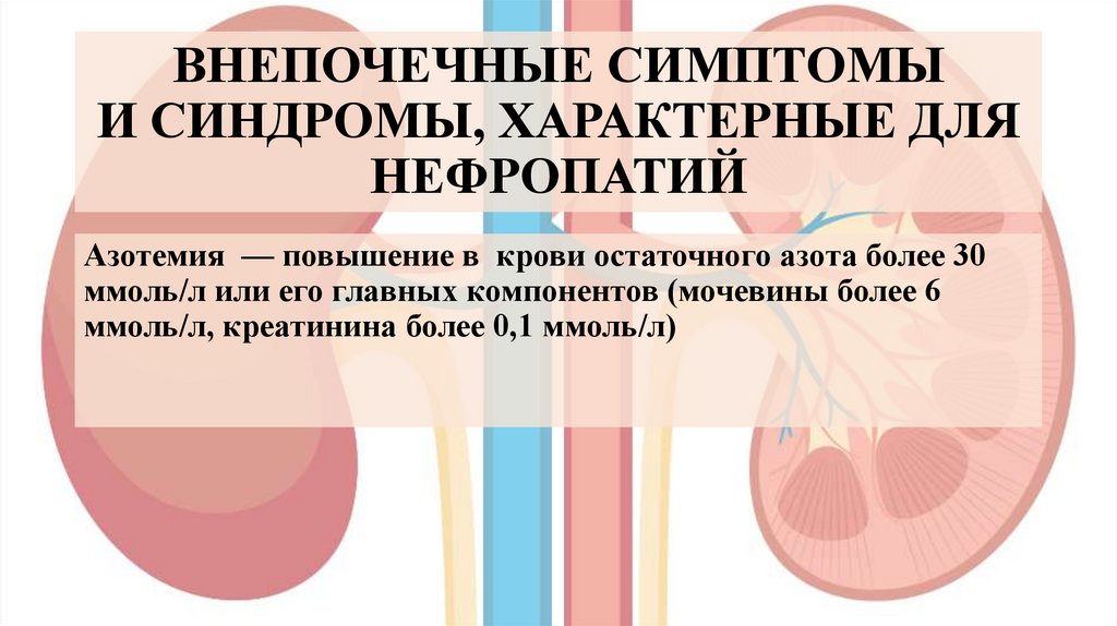 ВНЕПОЧЕЧНЫЕ СИМПТОМЫ И СИНДРОМЫ, ХАРАКТЕРНЫЕ ДЛЯ НЕФРОПАТИЙ