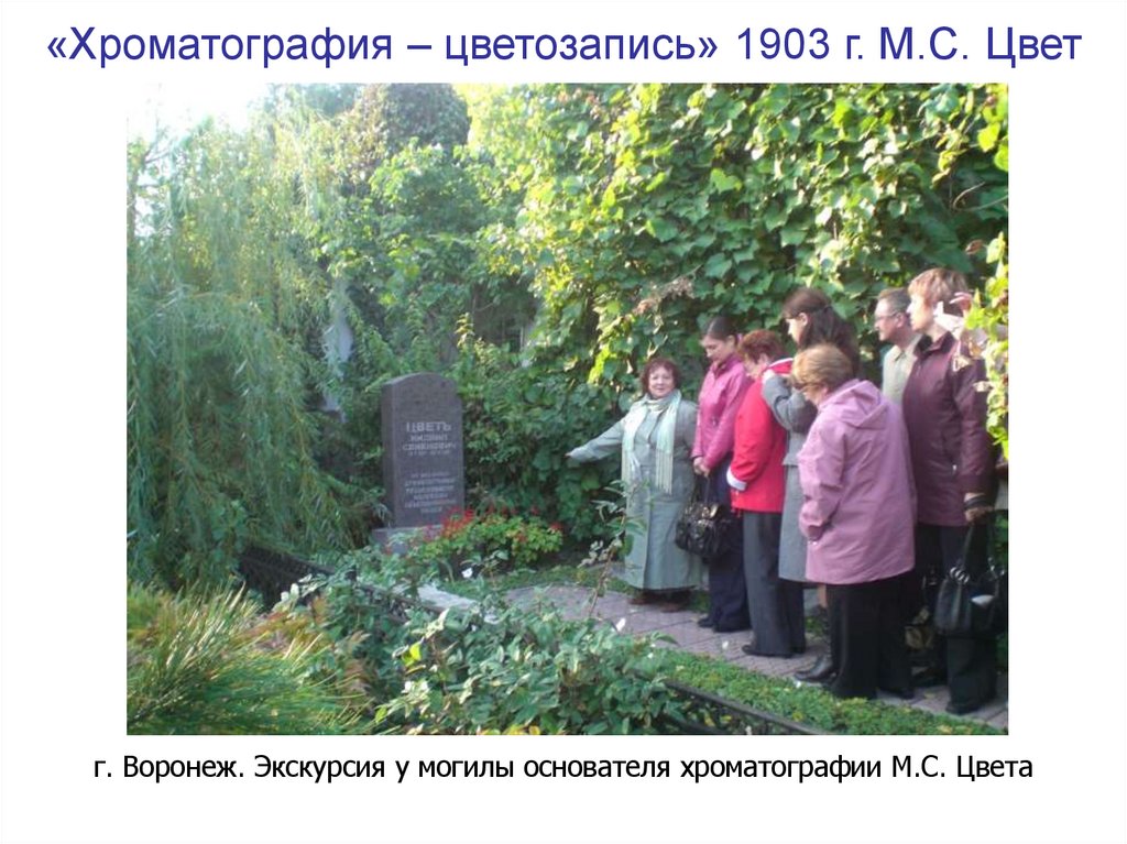 «Хроматография – цветозапись» 1903 г. М.С. Цвет