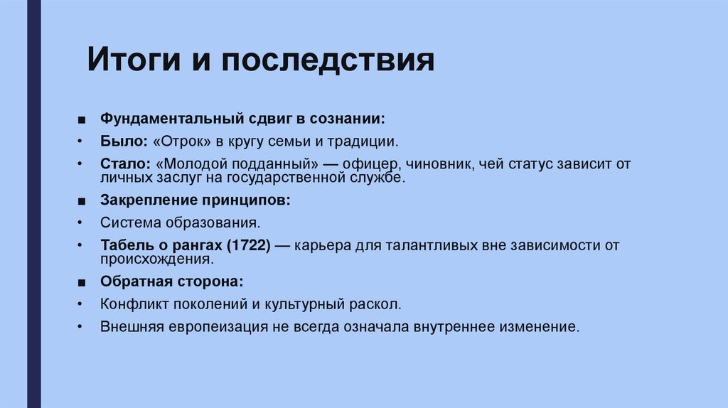 Итоги и последствия