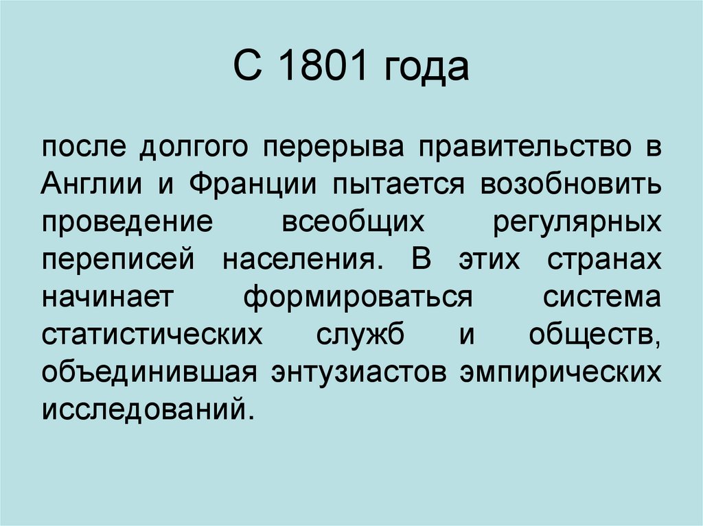 С 1801 года