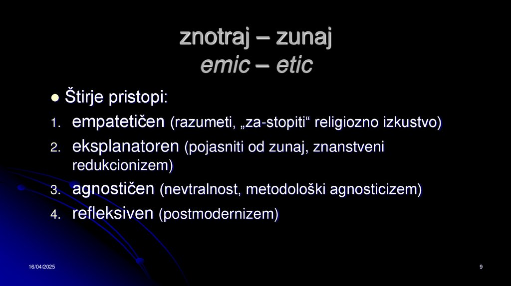 znotraj – zunaj emic – etic