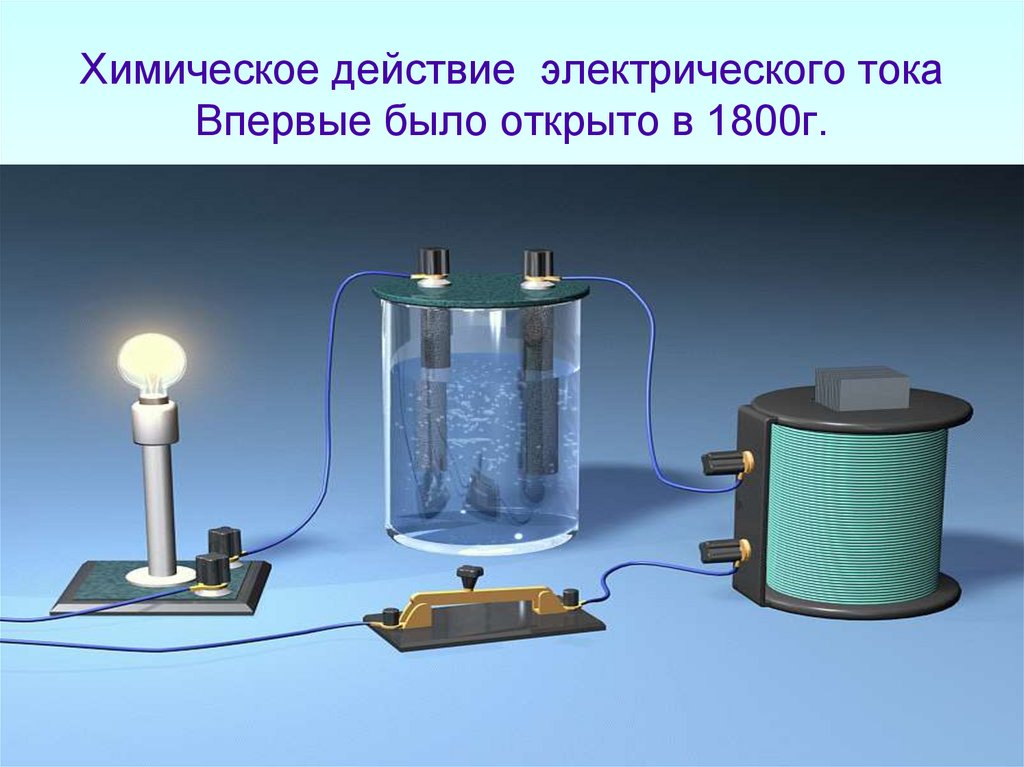 Химическое действие электрического тока Впервые было открыто в 1800г.