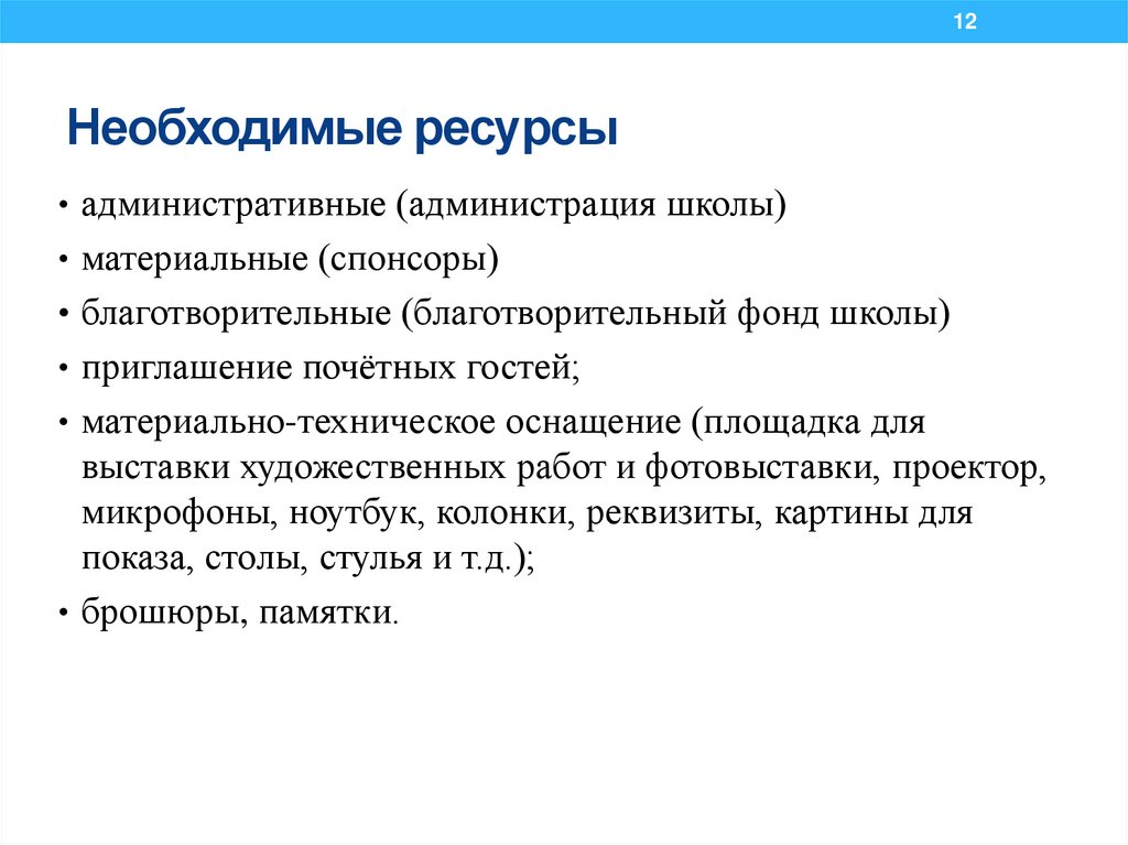 Необходимые ресурсы