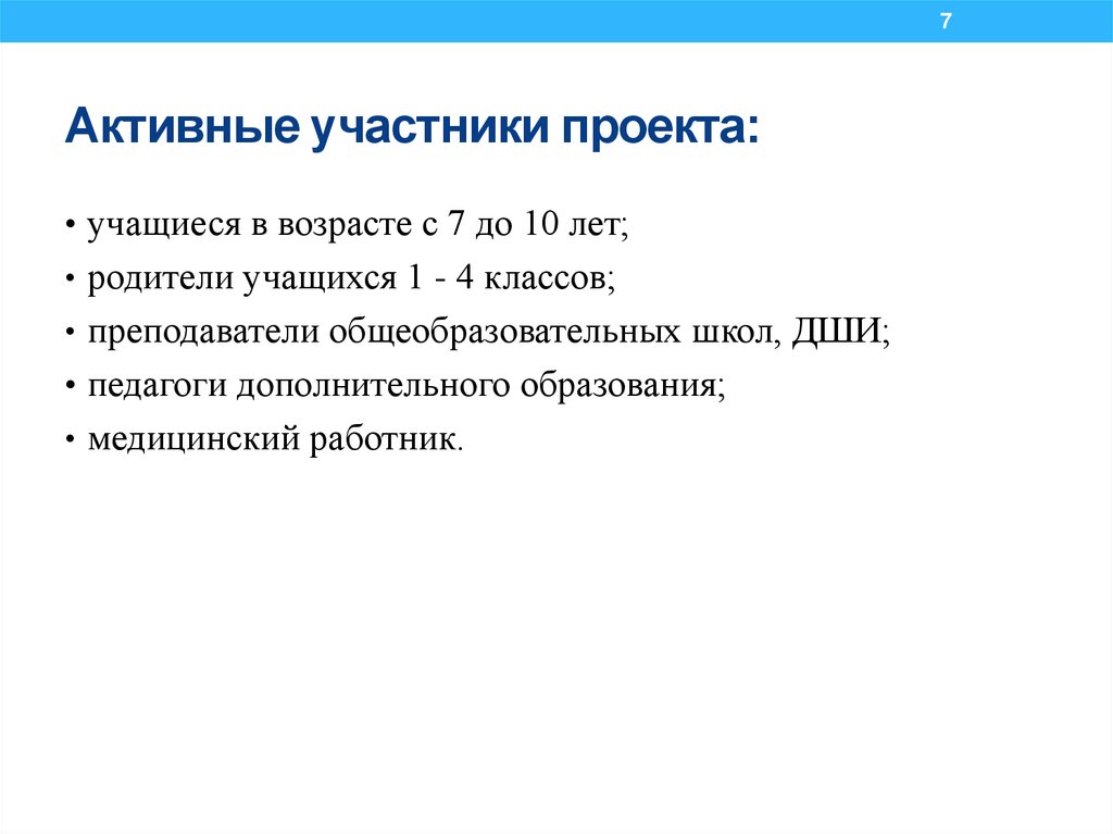 Активные участники проекта:
