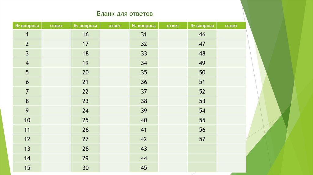 Бланк для ответов