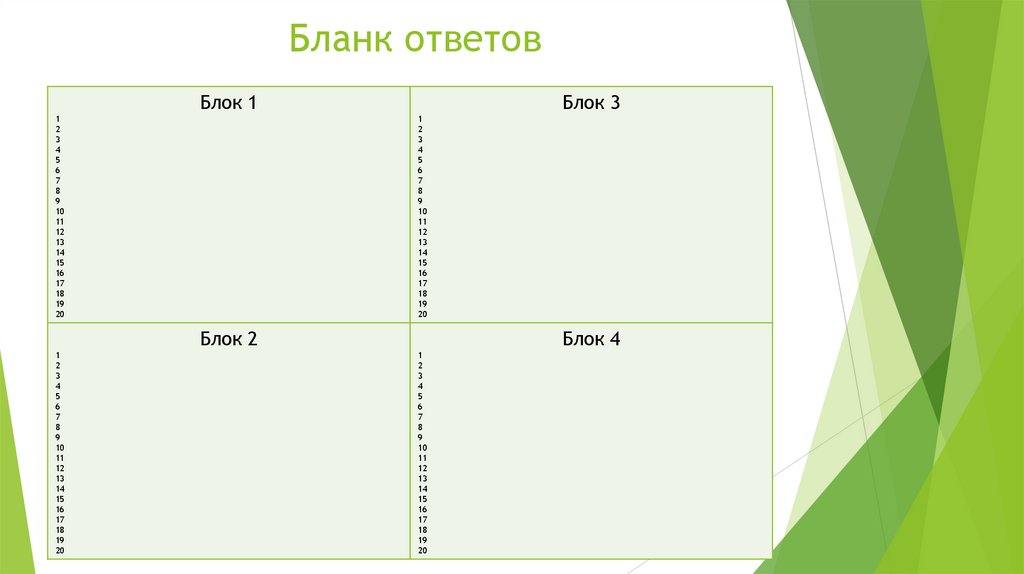 Бланк ответов
