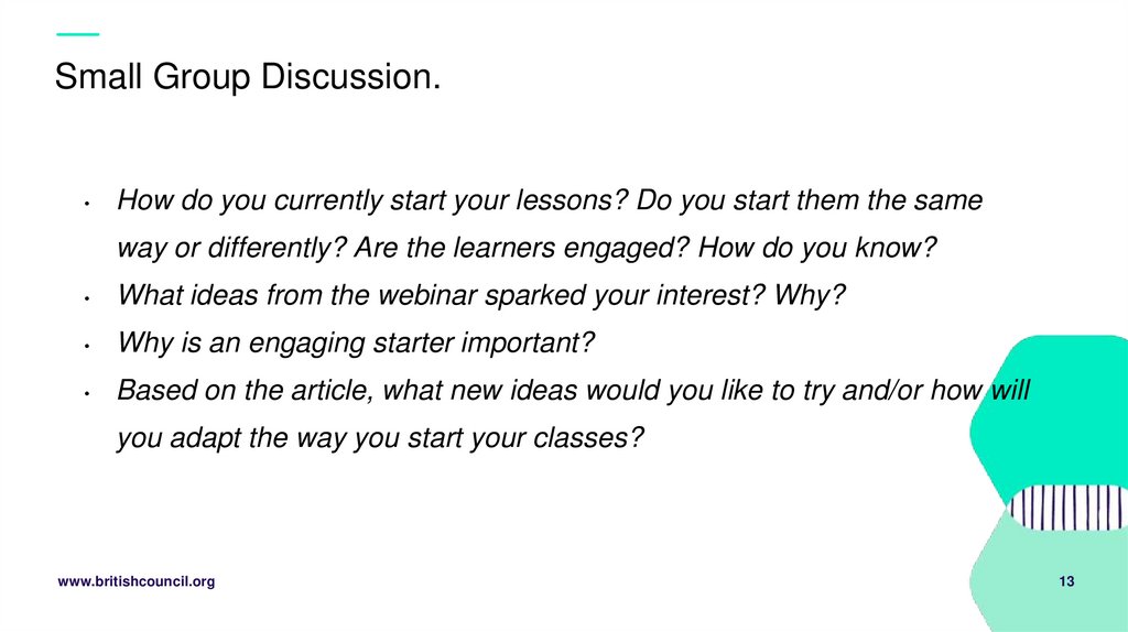 Small Group Discussion.