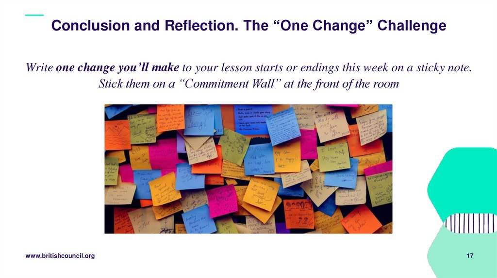 Conclusion and Reflection. The “One Change” Challenge