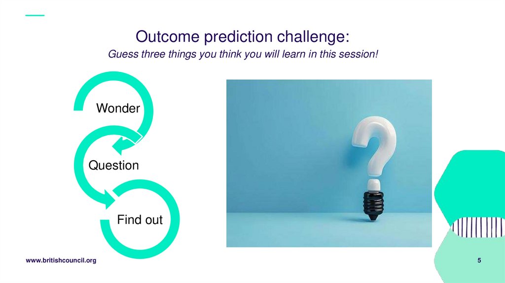 Outcome prediction challenge: Guess three things you think you will learn in this session!