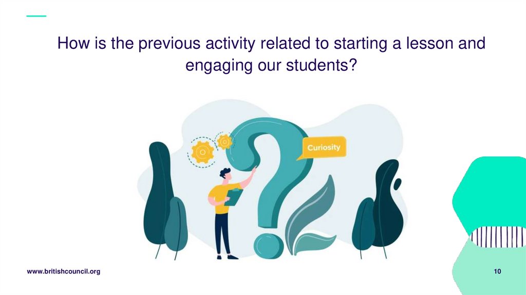 How is the previous activity related to starting a lesson and engaging our students?