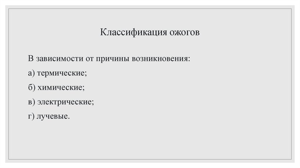 Классификация ожогов