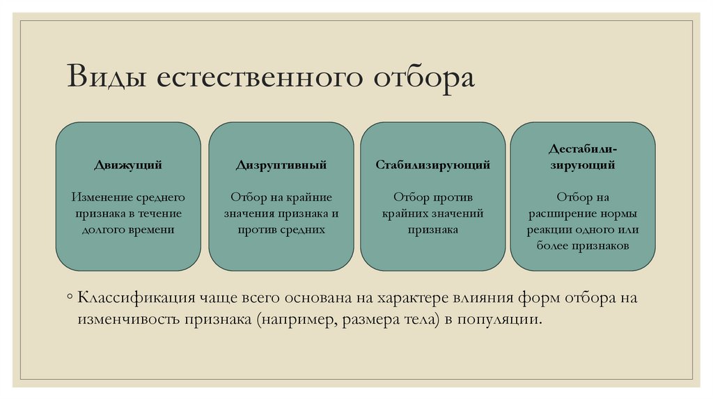 Виды естественного отбора