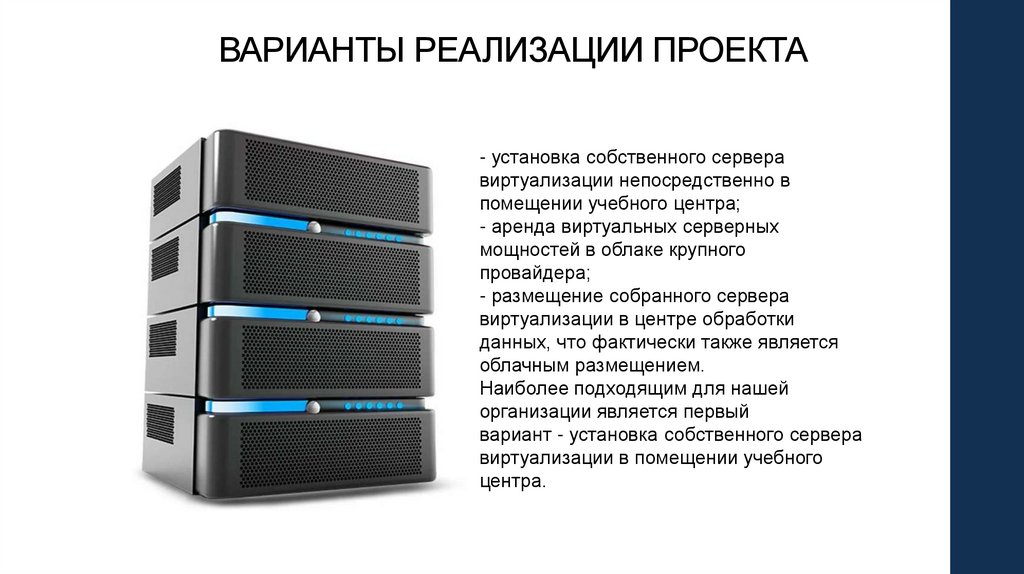 ВАРИАНТЫ РЕАЛИЗАЦИИ ПРОЕКТА