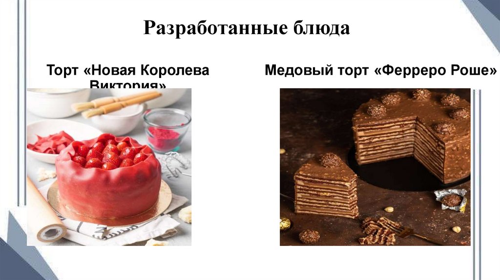 Разработанные блюда
