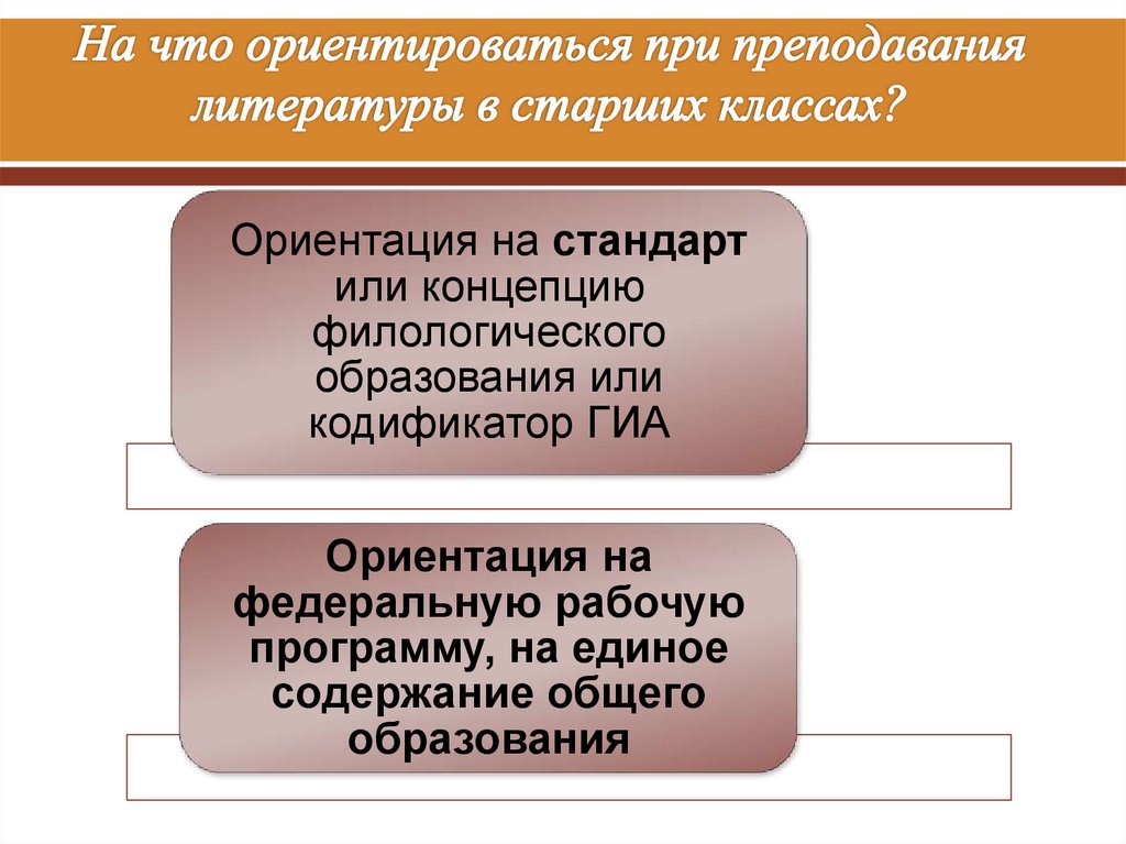 На что ориентироваться при преподавания литературы в старших классах?