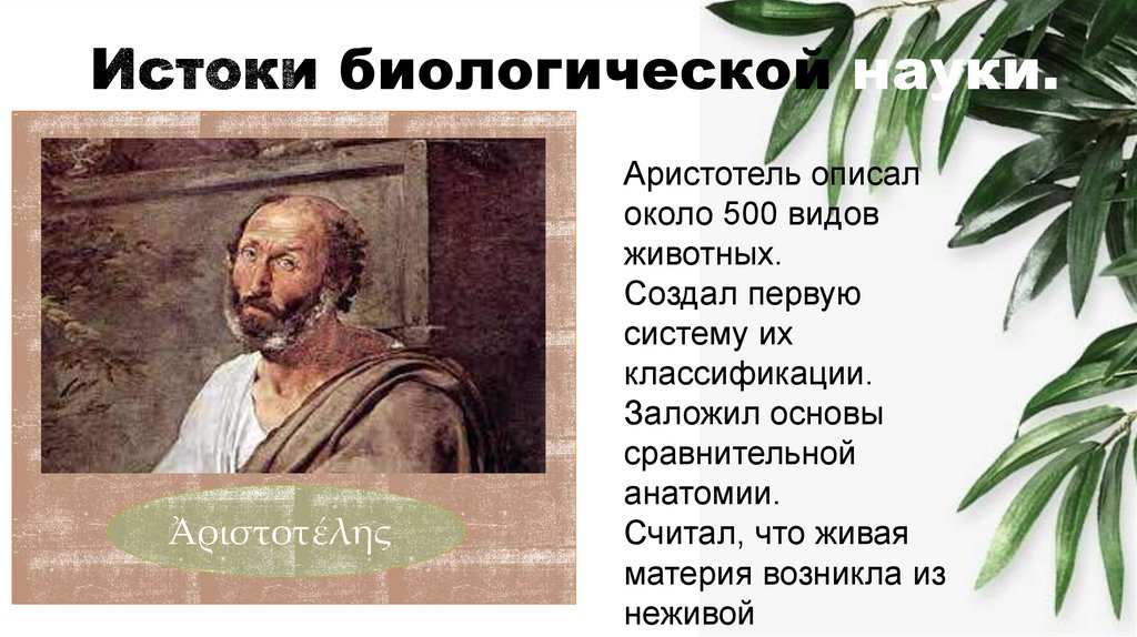 Истоки биологической науки.