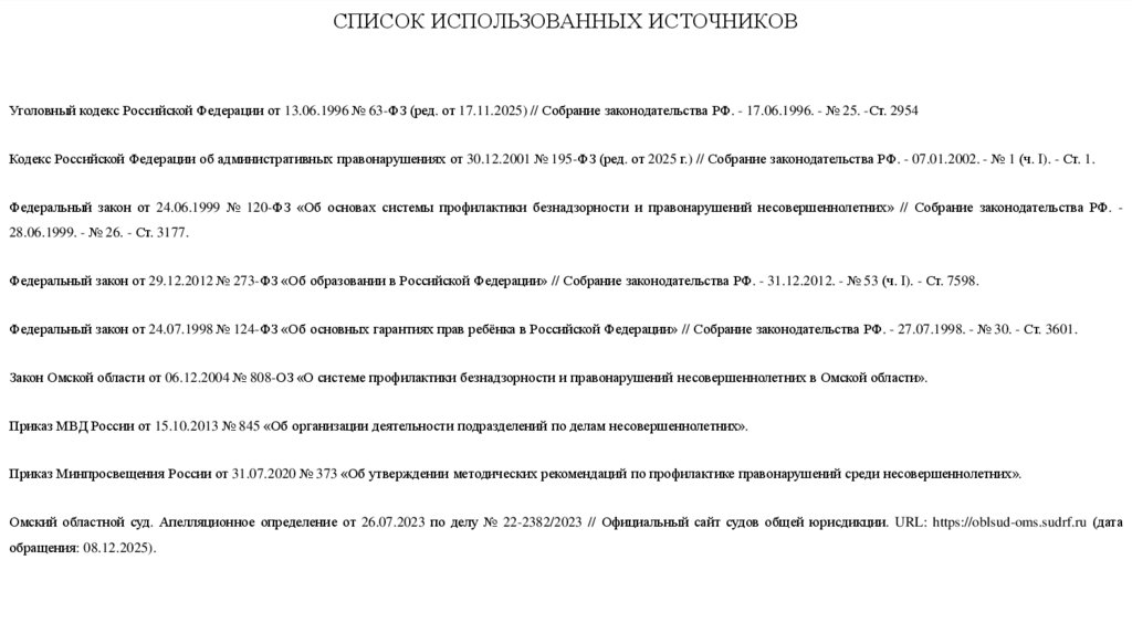 СПИСОК ИСПОЛЬЗОВАННЫХ ИСТОЧНИКОВ