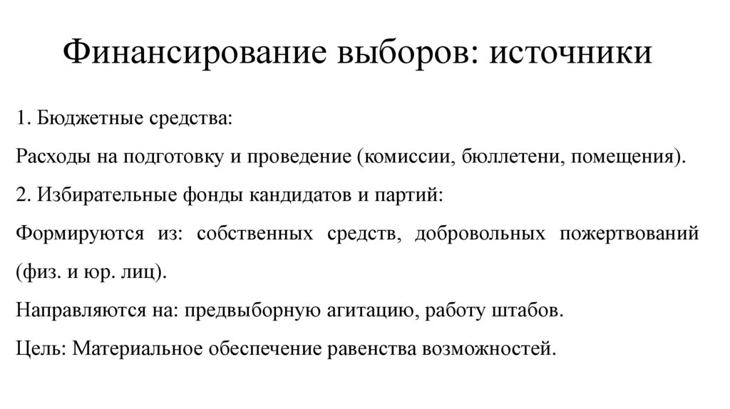 Финансирование выборов: источники