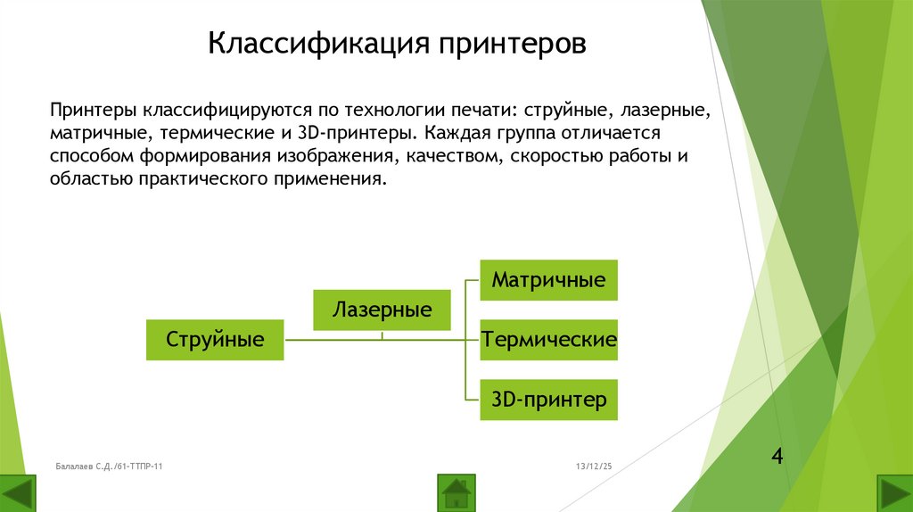 Классификация принтеров