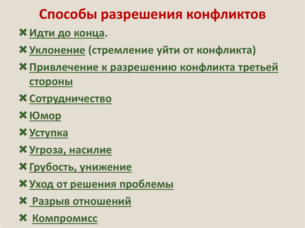 Способы разрешения конфликтов