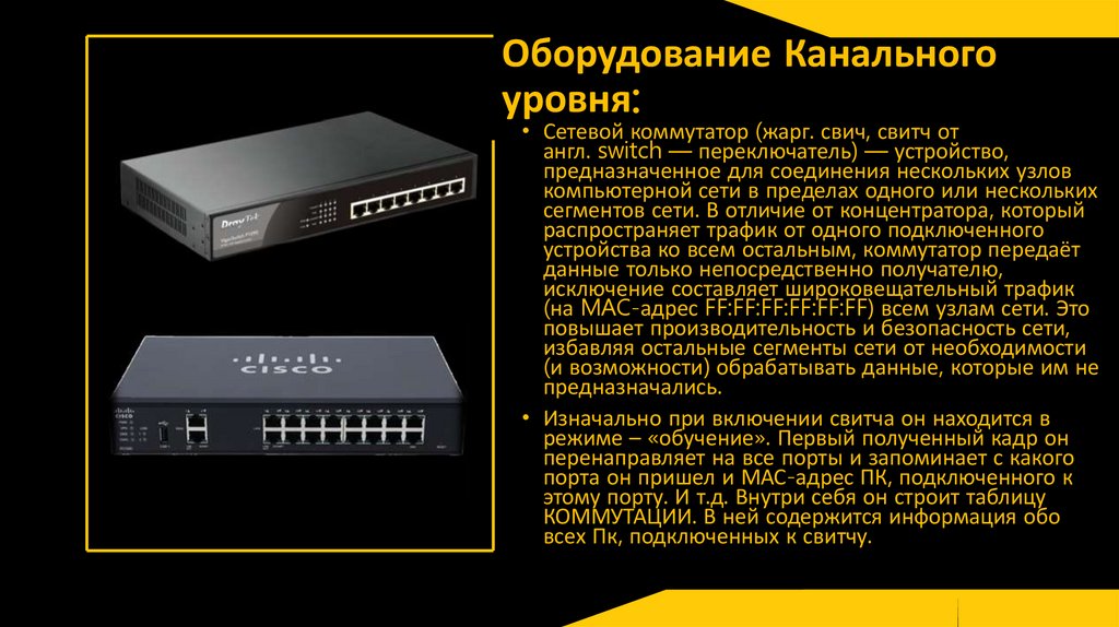 Оборудование Канального уровня: