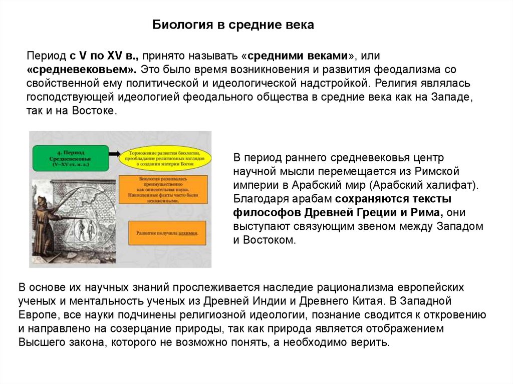 Период с V по XV в., принято называть «средними веками», или «средневековьем». Это было время возникновения и развития