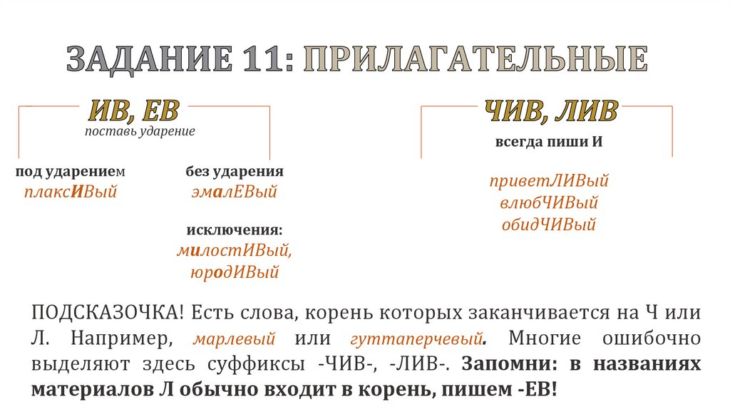 ЗАДАНИЕ 11: ПРИЛАГАТЕЛЬНЫЕ
