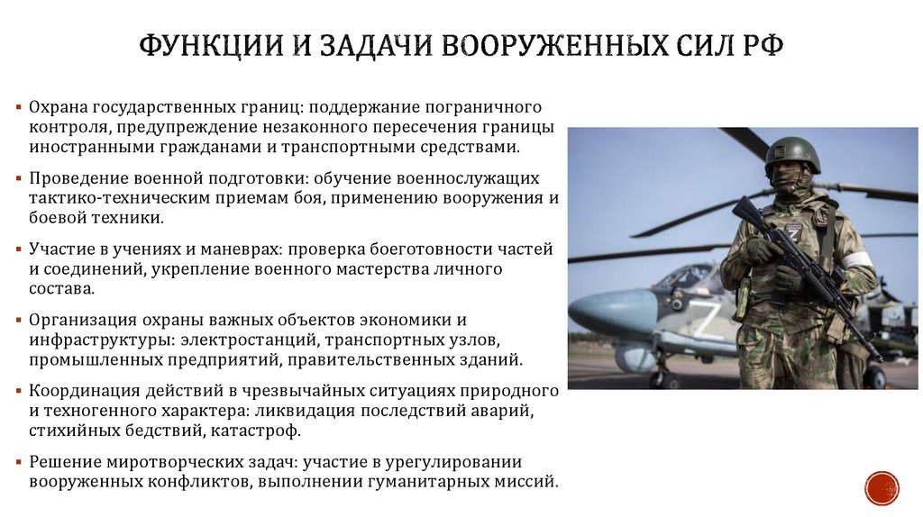 Функции и задачи Вооруженных Сил РФ